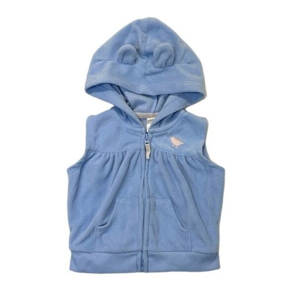 Carter’s Fleece Vest Size 9 Months baby blue embroidery bird full zip jacket - Picture 1 of 6